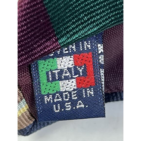 Striped Tie Barnett Bros Classic Burgundy Green Navy 3" W Business Preppy USA - Picture 5 of 9